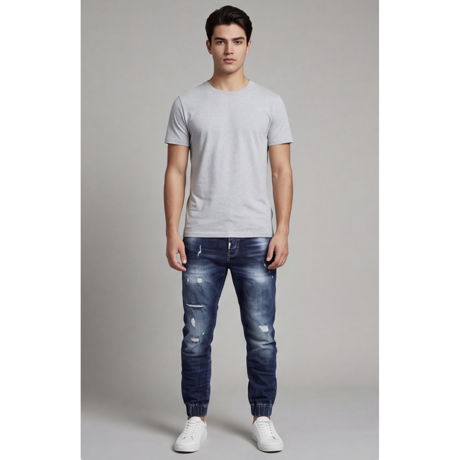 Life Style Butiken Ανδρικό Jogger Jean Με Λάστιχο Στον Αστράγαλο LS12037 Blue Ανδρικά