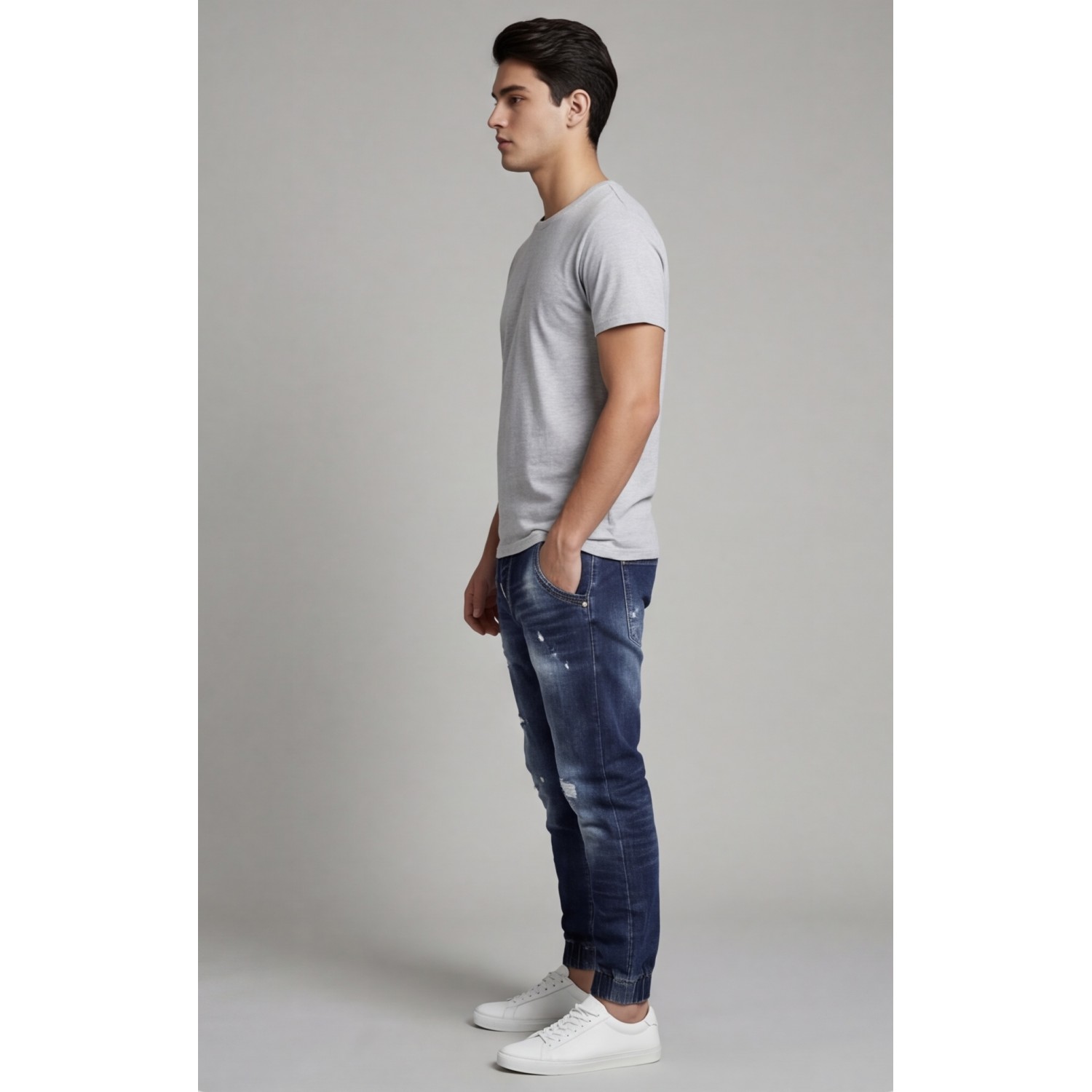 Life Style Butiken Ανδρικό Jogger Jean Με Λάστιχο Στον Αστράγαλο LS12037 Blue Ανδρικά