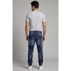 Life Style Butiken Ανδρικό Jogger Jean Με Λάστιχο Στον Αστράγαλο LS12037 Blue Ανδρικά