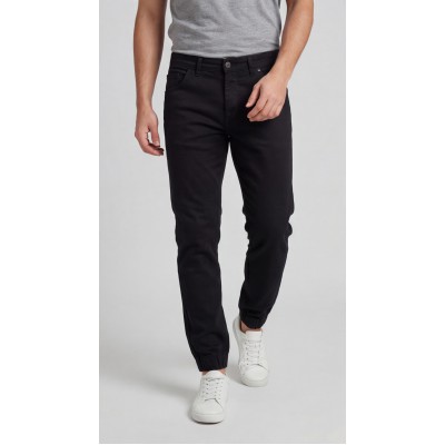 Life Style Butiken Ανδρικό Παντελόνι Jean με Λάστιχο στον Αστράγαλο LS1825 Black