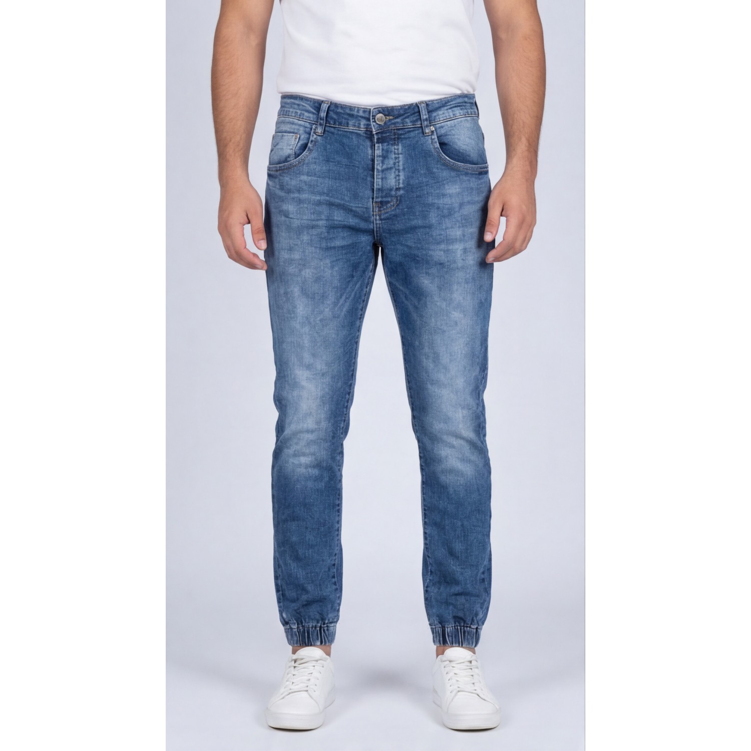 Life Style Butiken Ανδρικό Παντελόνι Jean με Λάστιχο στον Αστράγαλο LS1830 Μπλε