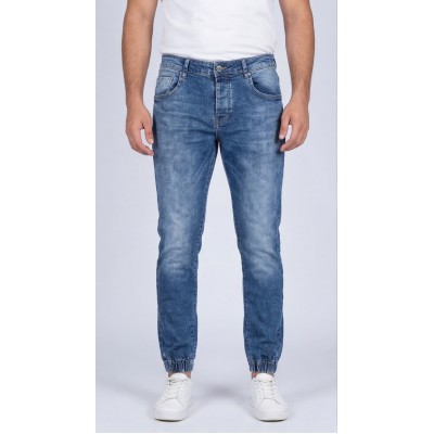 Life Style Butiken Ανδρικό Παντελόνι Jean με Λάστιχο στον Αστράγαλο LS1830 Μπλε