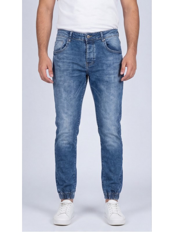 Life Style Butiken Ανδρικό Παντελόνι Jean με Λάστιχο στον Αστράγαλο LS1830 Μπλε