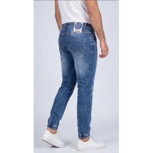 Life Style Butiken Ανδρικό Παντελόνι Jean με Λάστιχο στον Αστράγαλο LS1830 Μπλε