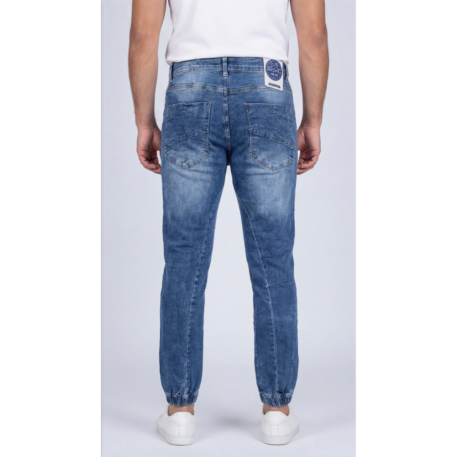 Life Style Butiken Ανδρικό Παντελόνι Jean με Λάστιχο στον Αστράγαλο LS1830 Μπλε