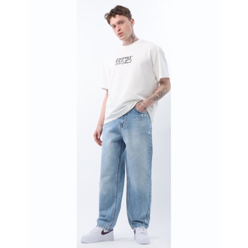 Life Style Butiken Ανδρικό Jean Παντελόνι Baggy Με Σκισίματα LS117992 LIGHT BLUE Ανδρικά