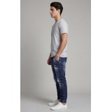 Life Style Butiken Ανδρικό Jogger Jean Με Λάστιχο Στον Αστράγαλο LS12037 Blue 4