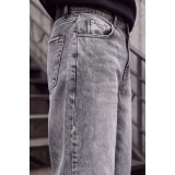 Life Style Butiken Ανδρικό Τζιν Παντελόνι Baggy 100% Βαμβακερό Σταθερό Denim LS181333 Γκρι Washed 3