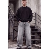 Life Style Butiken Ανδρικό Τζιν Παντελόνι Baggy 100% Βαμβακερό Σταθερό Denim LS181333 Γκρι Washed 7