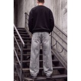 Life Style Butiken Ανδρικό Τζιν Παντελόνι Baggy 100% Βαμβακερό Σταθερό Denim LS181333 Γκρι Washed 8
