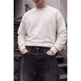 Life Style Butiken Ανδρικό Τζιν Παντελόνι Baggy 100% Βαμβακερό Σταθερό Denim LS181333 Μαύρο Washed 4