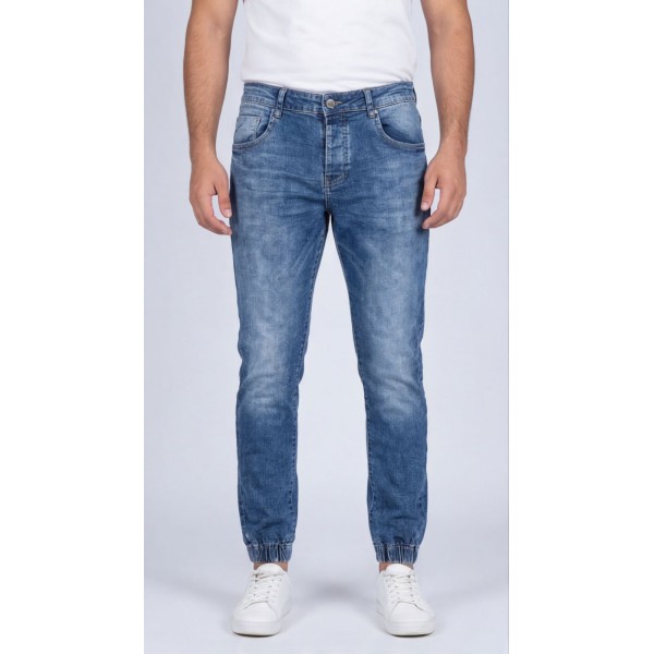 Life Style Butiken Ανδρικό Παντελόνι Jean με Λάστιχο στον Αστράγαλο LS1830 Μπλε