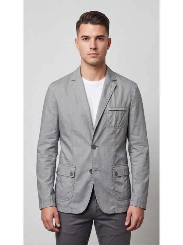 Life Style Butiken Ανδρικό Βαμβακερό Σακάκι LS11002 GREY