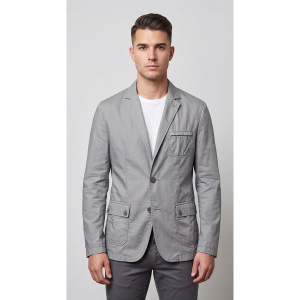 Life Style Butiken Ανδρικό Βαμβακερό Σακάκι LS11002 GREY
