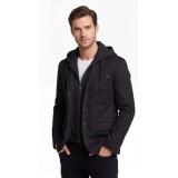 Life Style Butiken Ανδρικό Βαμβακερό Σακάκι LS12845 Life Style Butiken Ανδρικό Βαμβακερό Σακάκι Με Ενσωματωμένη Κουκούλα LS110022 BLACK 1