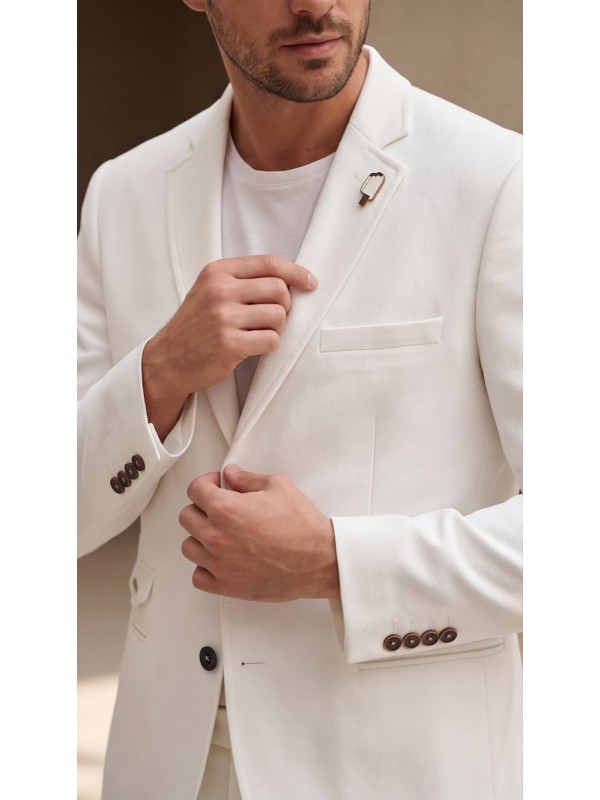 Life Style Butiken Ανδρικό Βαμβακερό Σακάκι LS11014 White