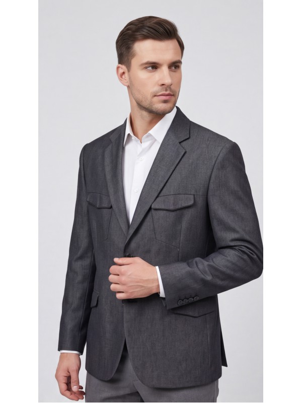 Life Style Butiken Ανδρικό Βαμβακερό Σακάκι LS11300 GREY