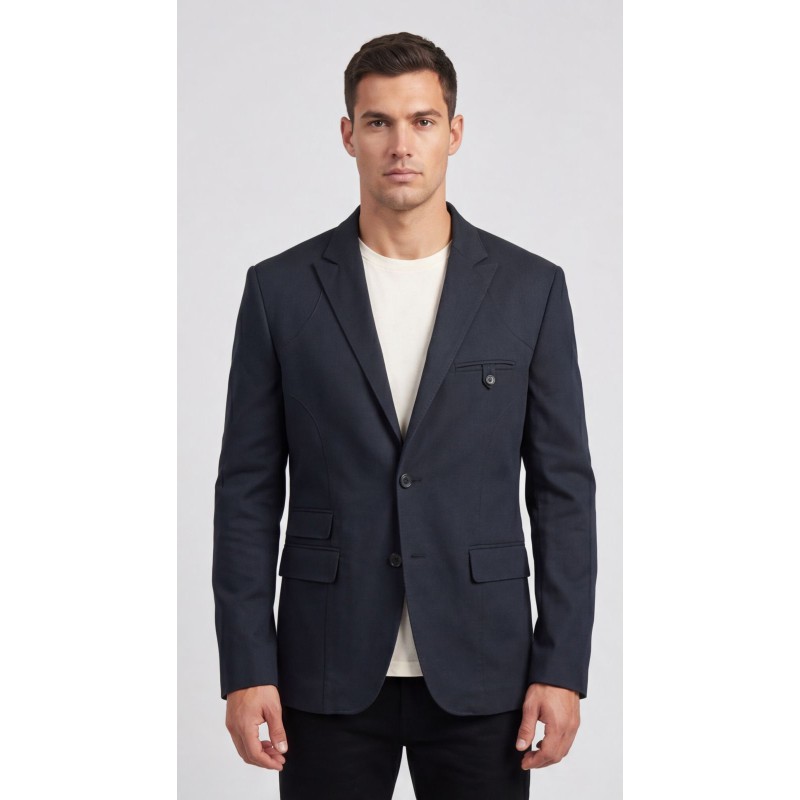 Life Style Butiken Ανδρικό Βαμβακερό Σακάκι LS11429 BLUE BLACK Ανδρικά