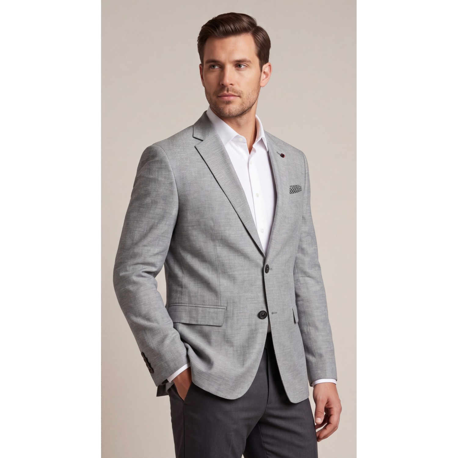 Life Style Butiken Ανδρικό Λινό Σακάκι LS11430 GREY Ανδρικά