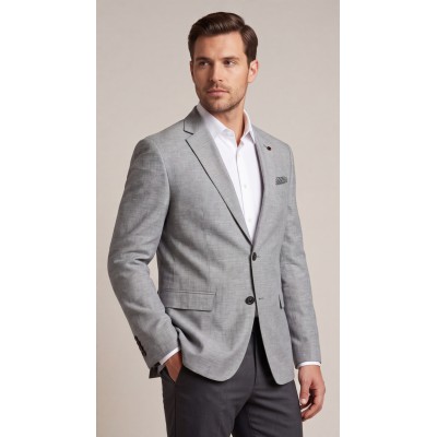 Life Style Butiken Ανδρικό Λινό Σακάκι LS11430 GREY