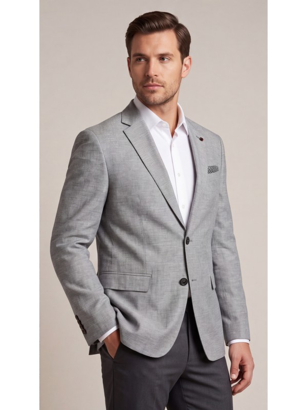 Life Style Butiken Ανδρικό Λινό Σακάκι LS11430 GREY