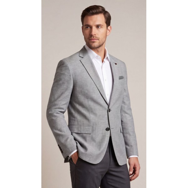 Life Style Butiken Ανδρικό Λινό Σακάκι LS11430 GREY
