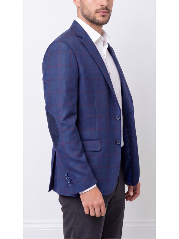 Life Style Butiken Ανδρικό Καρό Σακάκι LS132499 BLUE