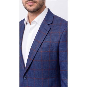 Life Style Butiken Ανδρικό Καρό Σακάκι LS132499 BLUE Ανδρικά