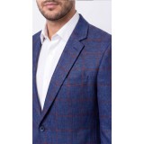 Life Style Butiken Ανδρικό Καρό Σακάκι LS132499 BLUE 3