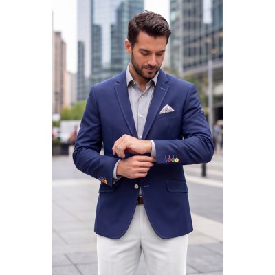 Life Style Butiken Ανδρικό Βαμβακερό Σακάκι LS18004-S14 NAVY BLUE