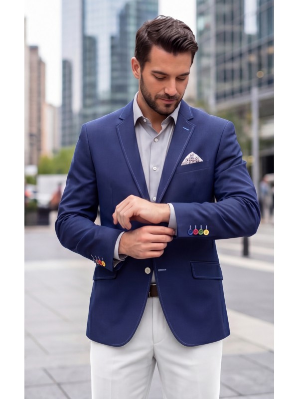 Life Style Butiken Ανδρικό Βαμβακερό Σακάκι LS18004-S14 NAVY BLUE