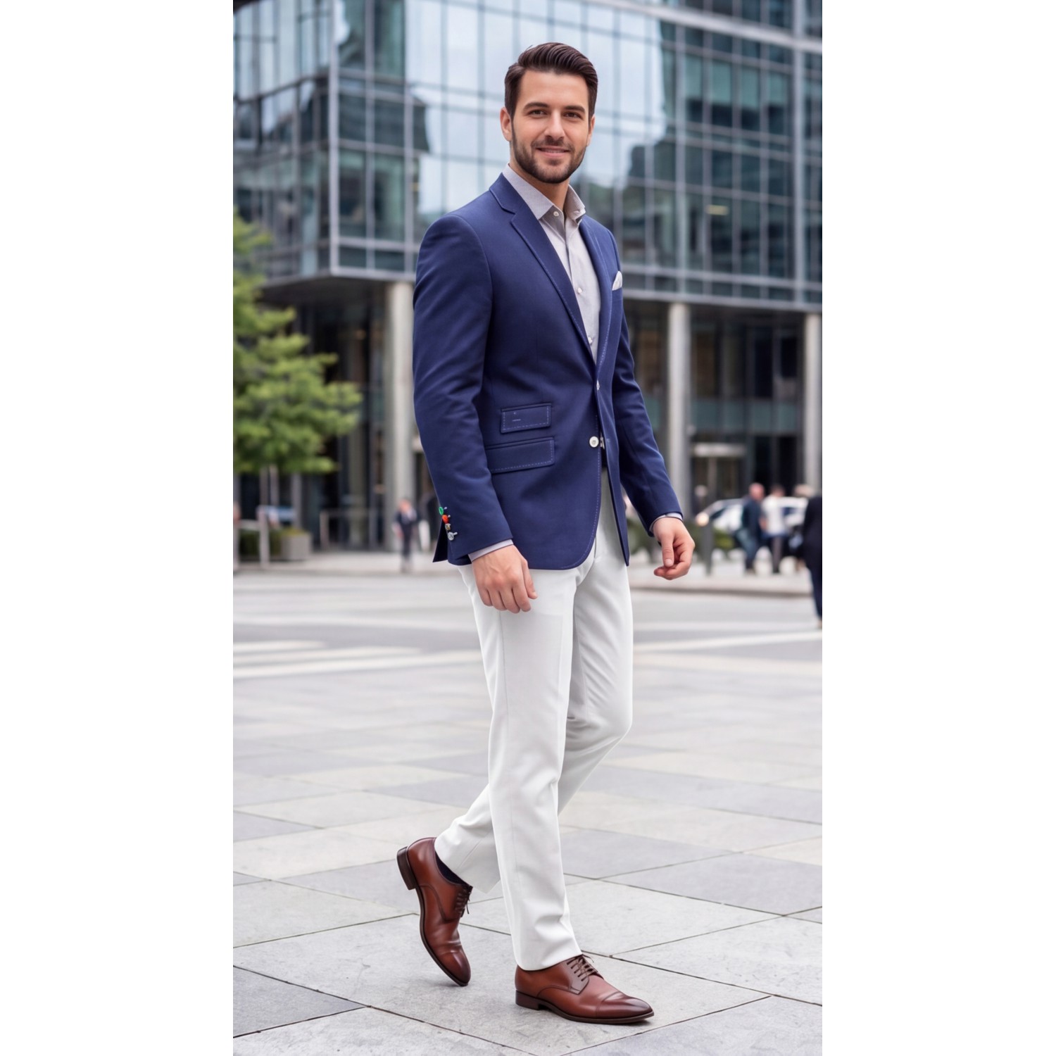 Life Style Butiken Ανδρικό Βαμβακερό Σακάκι LS18004-S14 NAVY BLUE Ανδρικά
