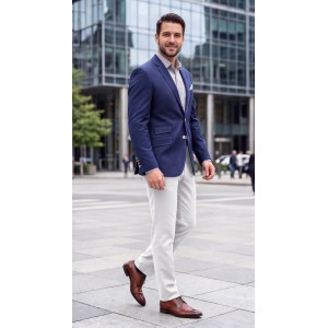 Life Style Butiken Ανδρικό Βαμβακερό Σακάκι LS18004-S14 NAVY BLUE Ανδρικά