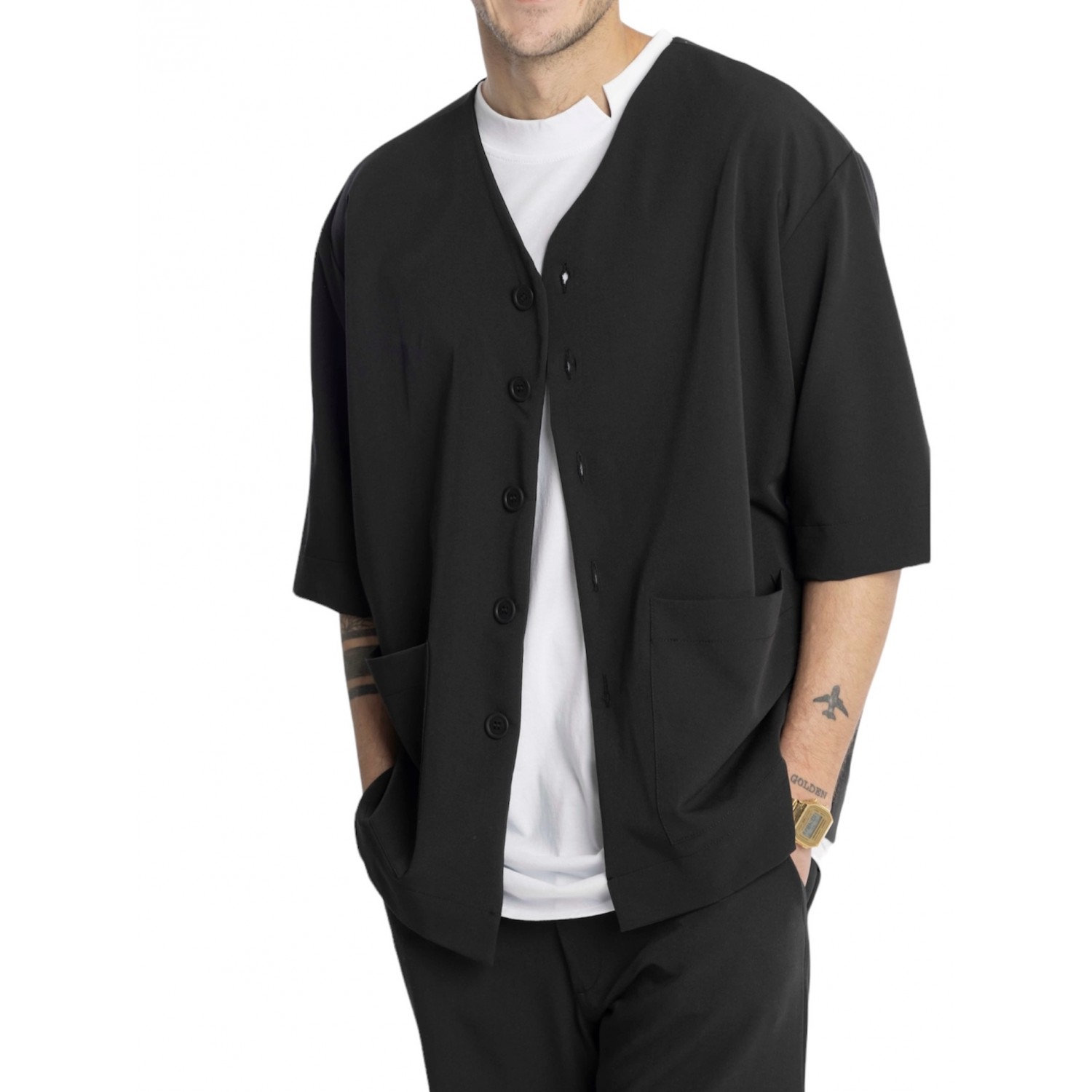 Life Style Butiken LS5490 Black Ανδρικό Κοντομάνικο Σακάκι Κανονική Εφαρμογή