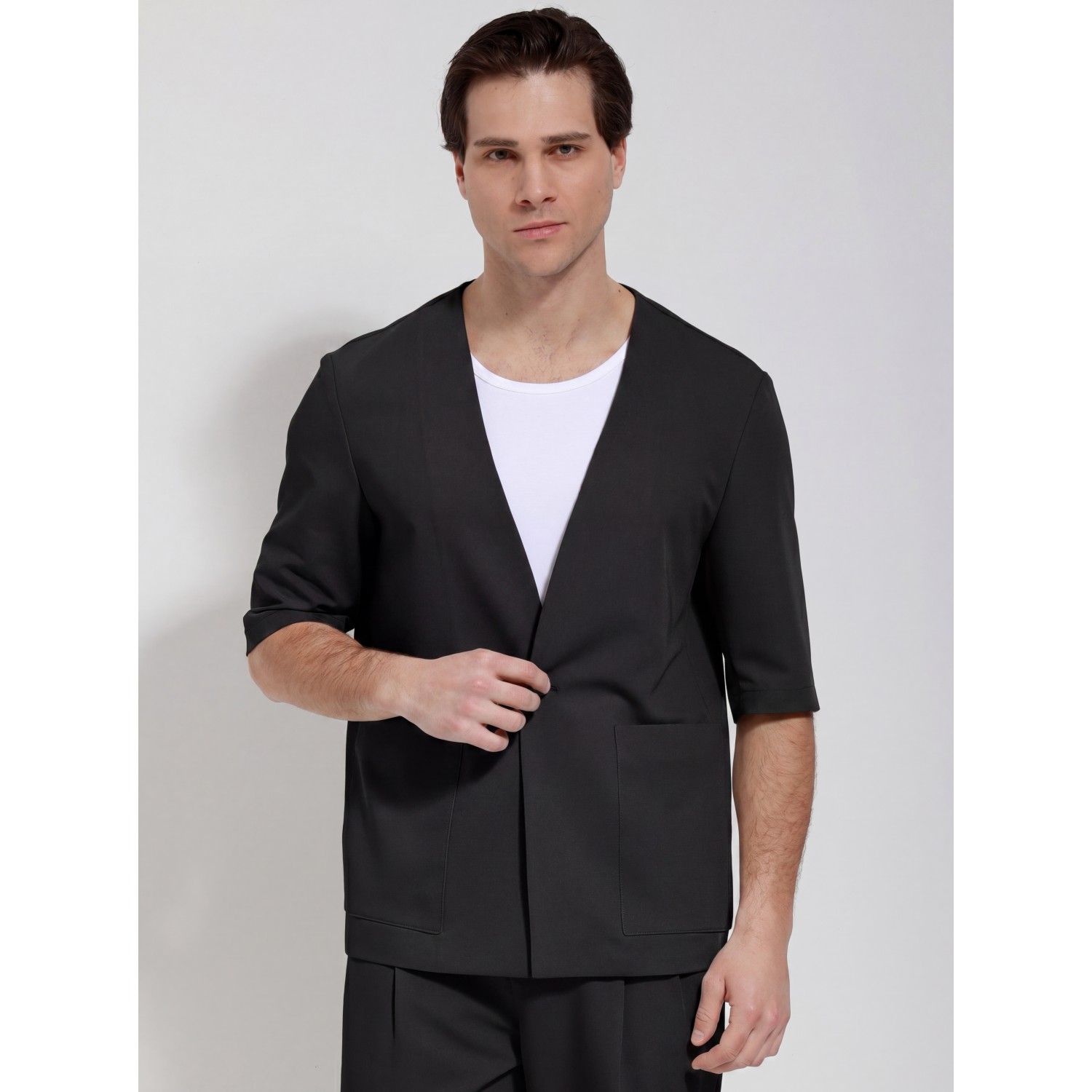 Life Style Butiken Ανδρικό Over Κοντομάνικο Σακάκι LS12708 Black