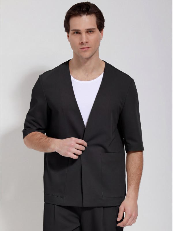 Life Style Butiken Ανδρικό Over Κοντομάνικο Σακάκι LS12708 Black