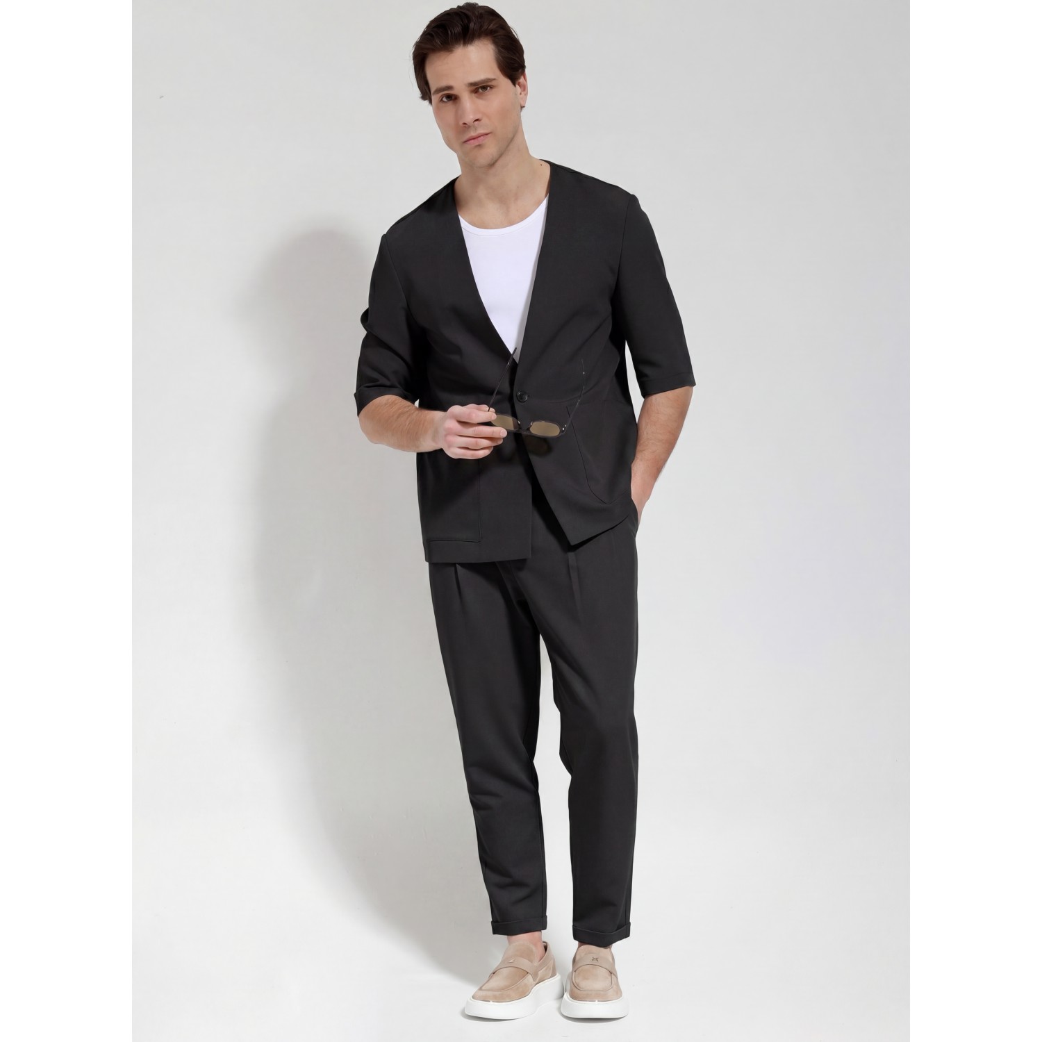 Life Style Butiken Ανδρικό Over Κοντομάνικο Σακάκι LS12708 Black