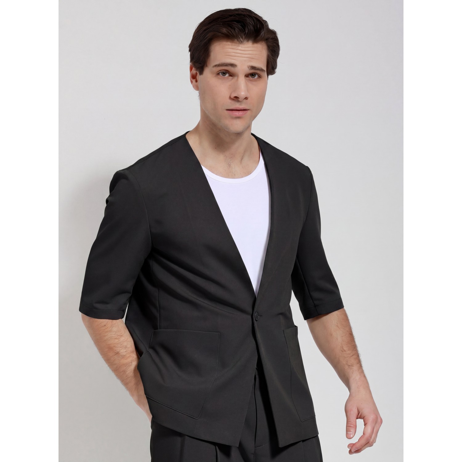 Life Style Butiken Ανδρικό Over Κοντομάνικο Σακάκι LS12708 Black