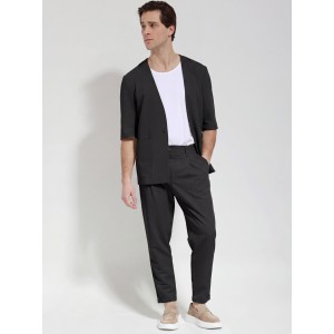 Life Style Butiken Ανδρικό Over Κοντομάνικο Σακάκι LS12708 Black