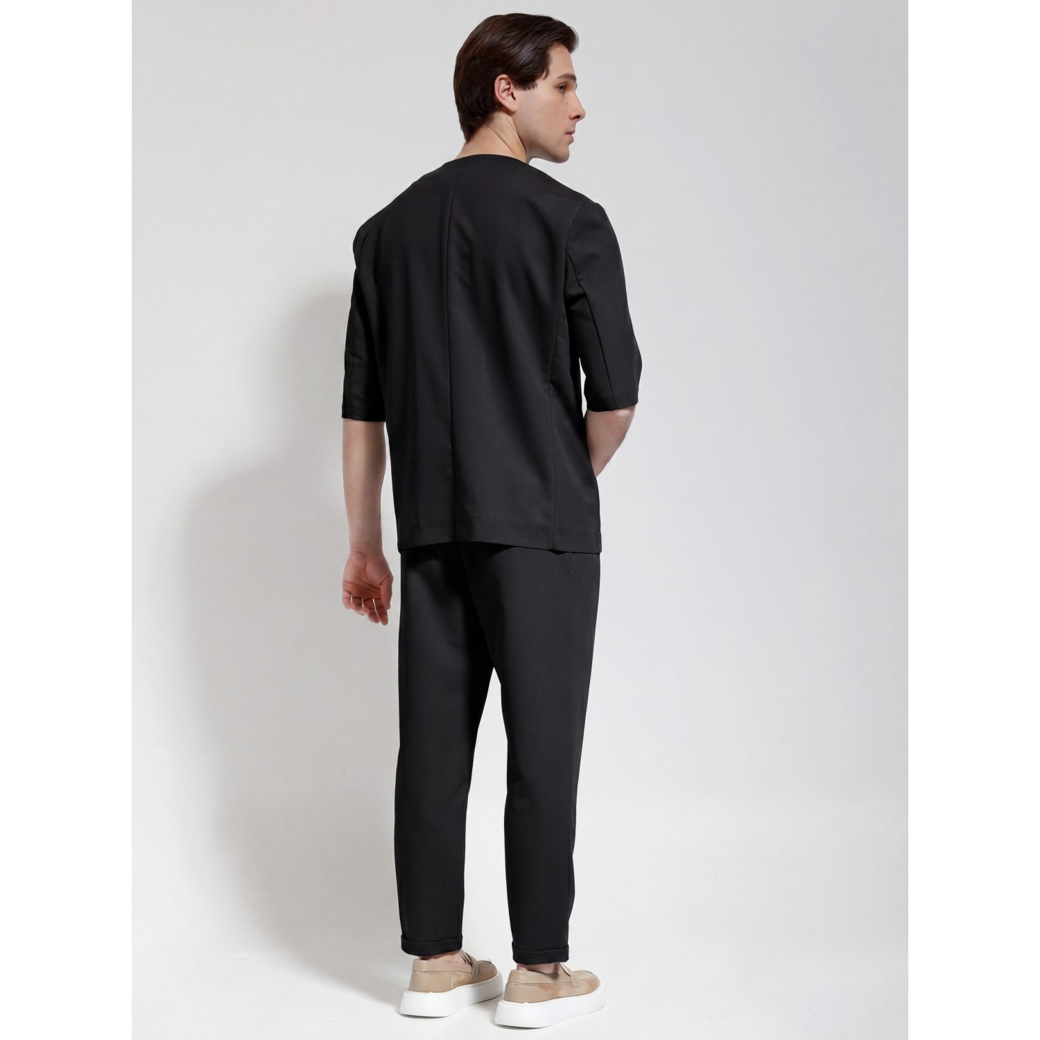 Life Style Butiken Ανδρικό Over Κοντομάνικο Σακάκι LS12708 Black