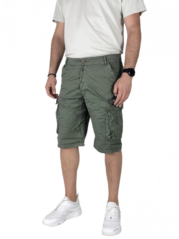 Ανδρική cargo βερμούδα κάτω από το γόνατο BACK2JEAN TS15 ΧΑΚΙ