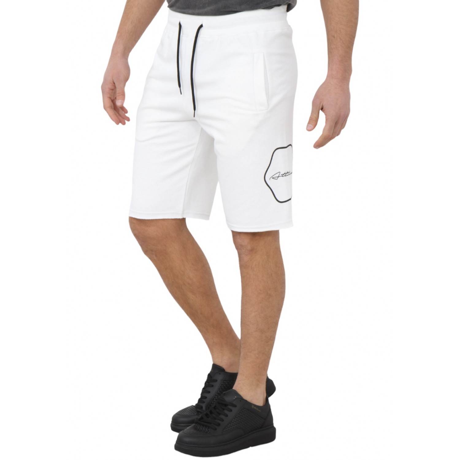 Ανδρική βερμούδα φούτερ ATTITUDE 87036 Λευκό
