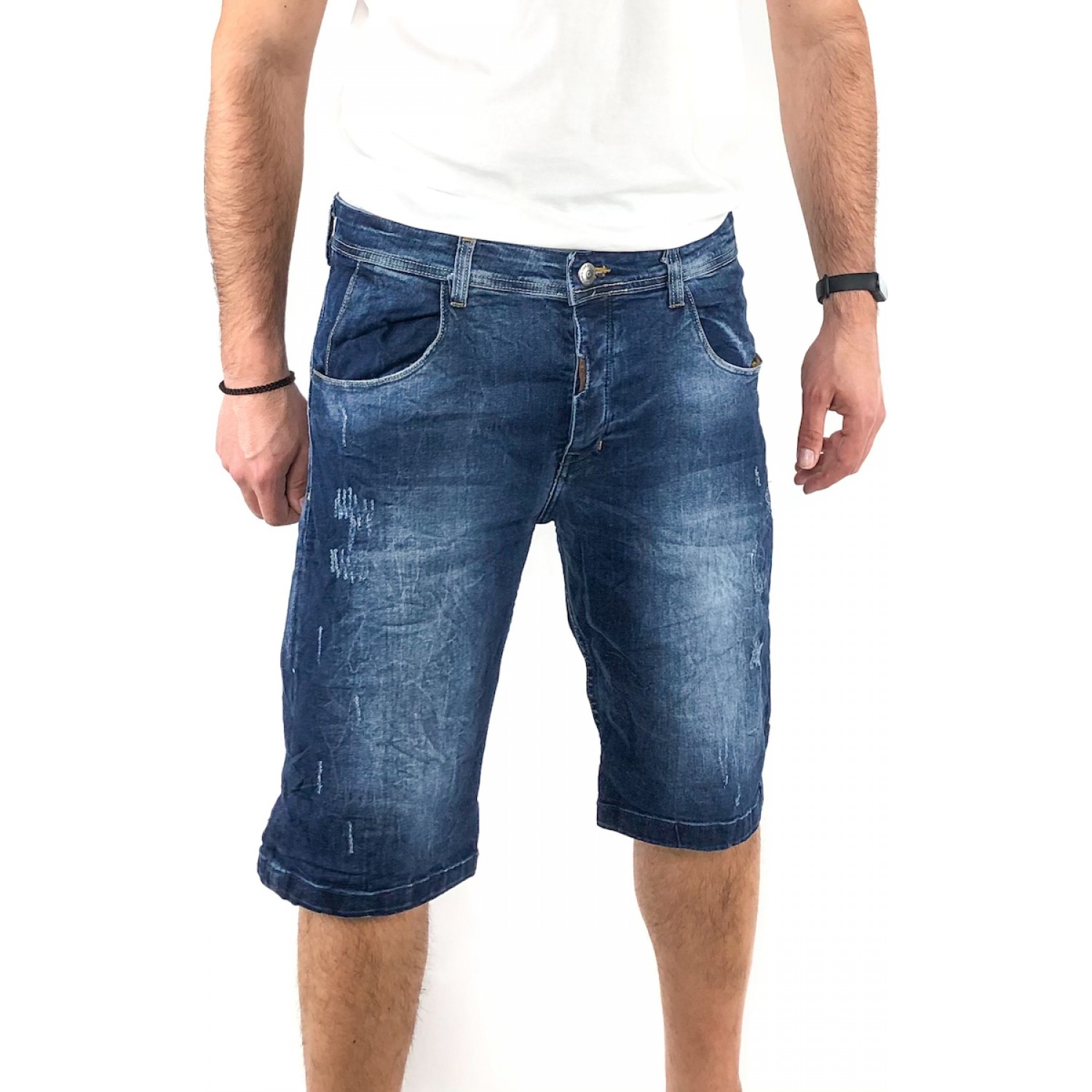 Ανδρική Jean ΒΕΡΜΟΥΔΑ ελαστική Back2jeans NB10B BLUE