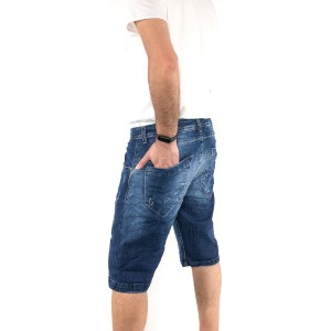 Ανδρική Jean ΒΕΡΜΟΥΔΑ ελαστική Back2jeans NB10B BLUE