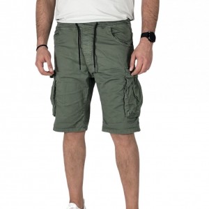 Ανδρική cargo βερμούδα κάτω από το γόνατο με λάστιχο στη μέση BACK2JEAN TS14 ΧΑΚΙ