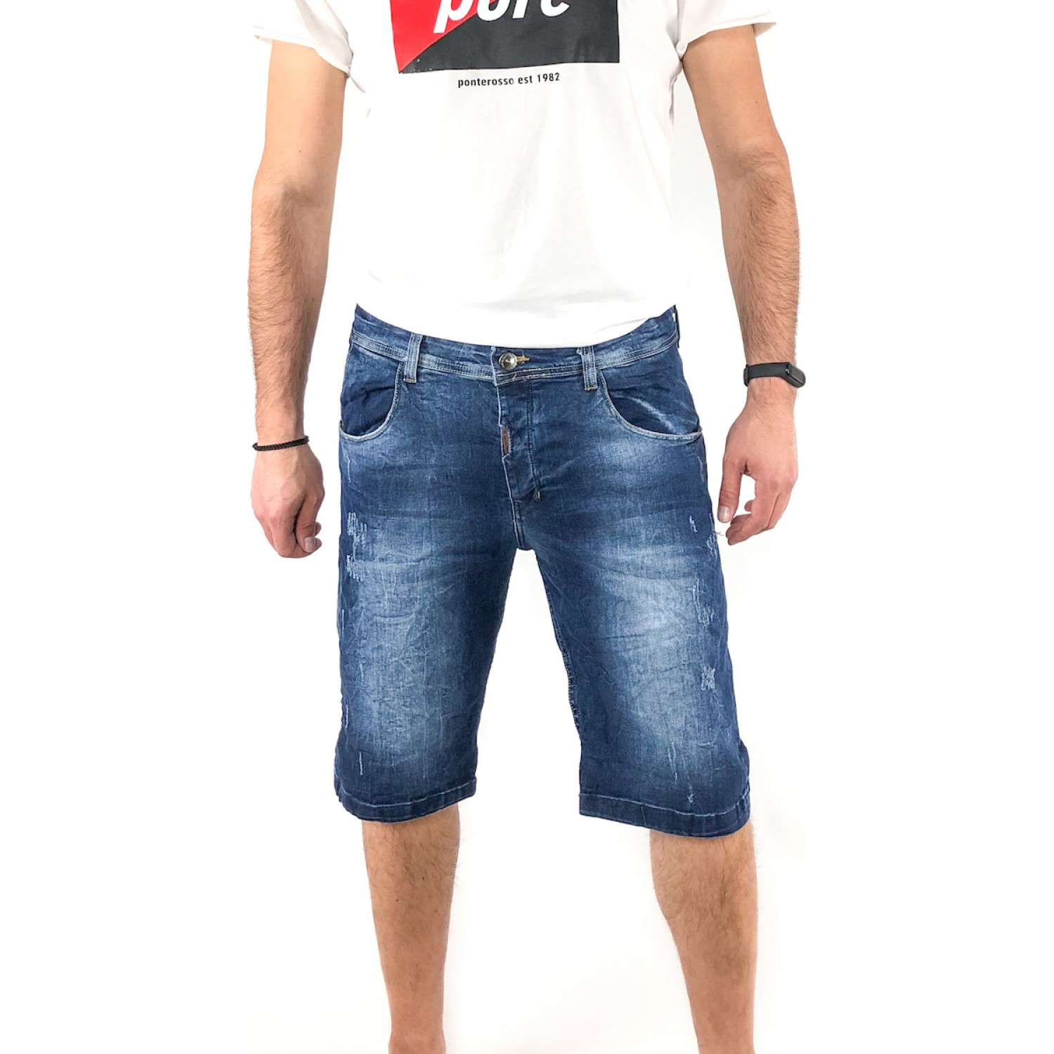 Ανδρική Jean ΒΕΡΜΟΥΔΑ ελαστική Back2jeans NB10B BLUE