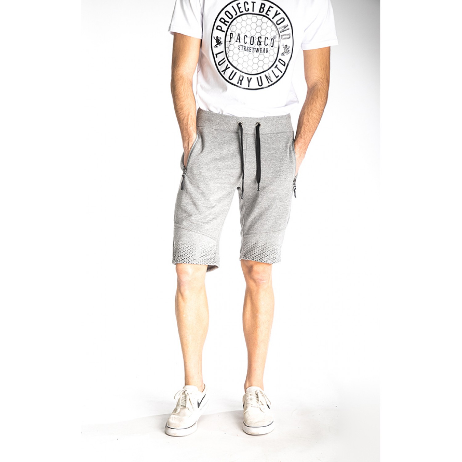 PACO&CO 213667 GREY Ανδρική Αθλητική βερμούδα τσέπες με φερμουάρ