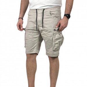 Ανδρική cargo βερμούδα κάτω από το γόνατο με λάστιχο στη μέση BACK2JEAN TS14 LIGHT GREY