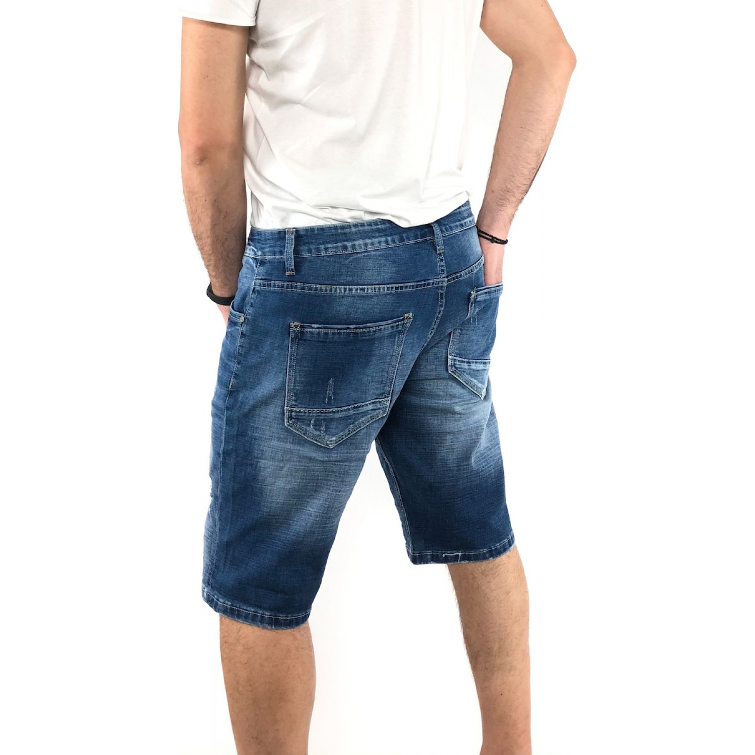 Ανδρική Jean ΒΕΡΜΟΥΔΑ ελαστική Χωρίς σκισιματα SOTHTNK 1345 BLUE