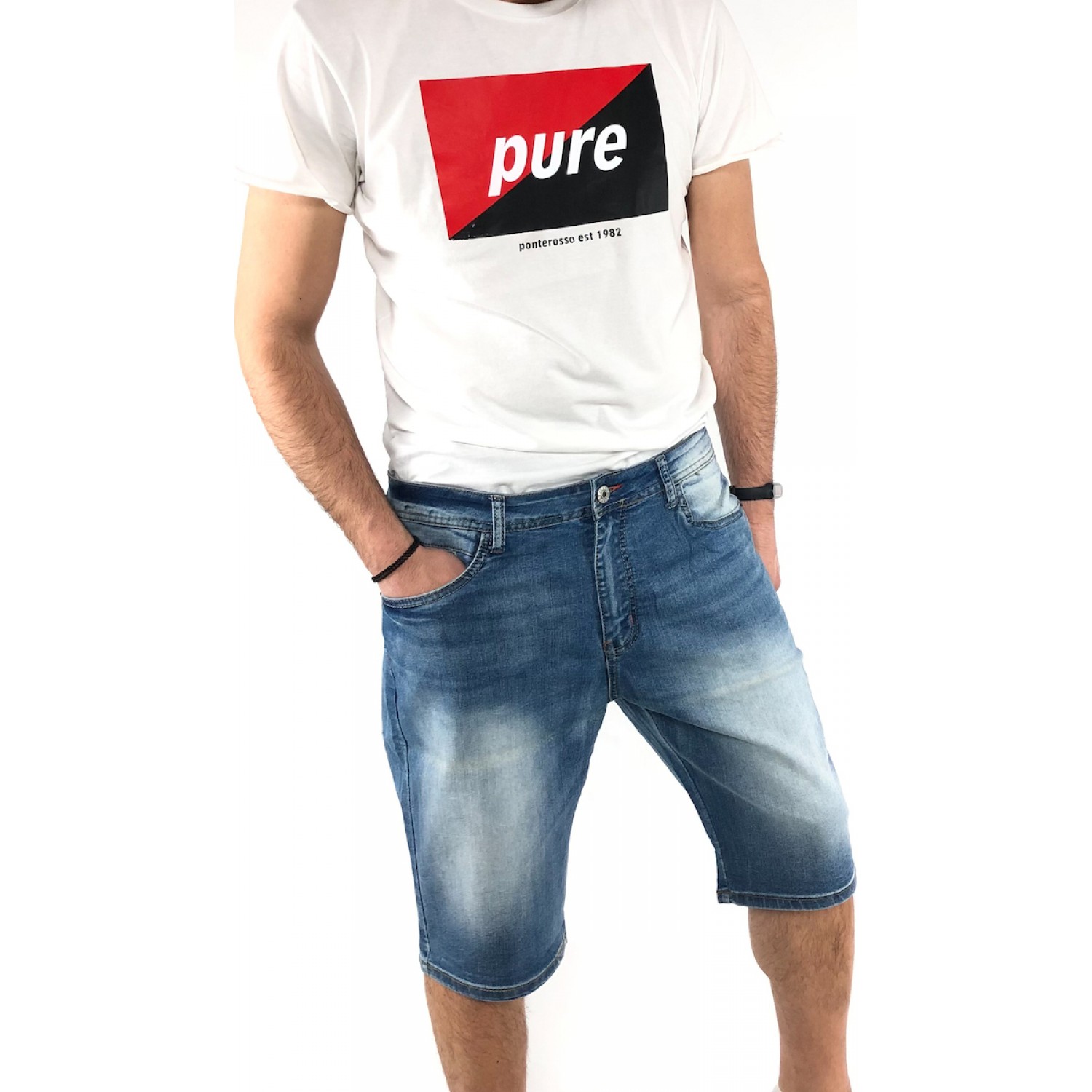 Ανδρική Jean ΒΕΡΜΟΥΔΑ χωρίς σκισιματα ελαστική MAX&Z Z699 BLUE